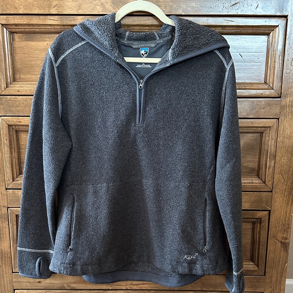 KUHL Women’s XL Charcoal Gray Quarter-Zip Fleece Hoodie